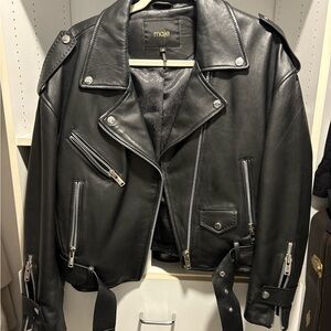 Maje Black real Leather Jacket